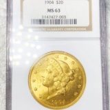 1904 $20 Gold Double Eagle NGC - MS63