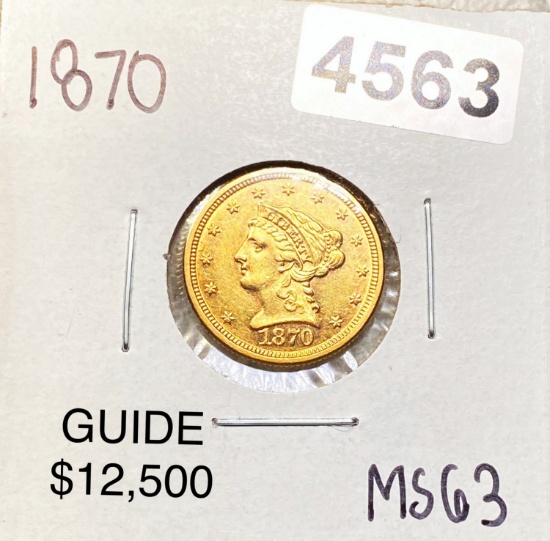 1870 $2.50 Gold Quarter Eagle CHOICE BU