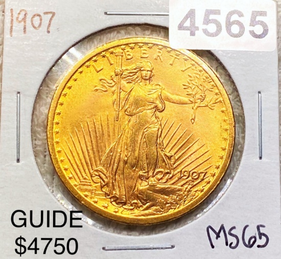 1907 $20 Gold Double Eagle GEM BU