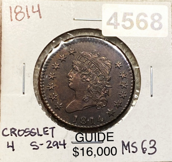 1814 Classic Head Large Cent CHOICE BU CROSSLET 4