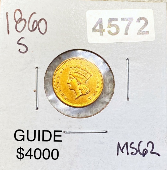 1860-S Rare Gold Dollar UNCIRCULATED