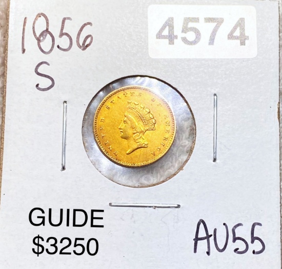 1856-S Rare Gold Dollar CHOICE AU
