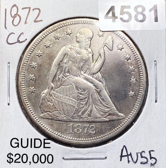 1872-CC Seated Liberty Dollar CHOICE AU