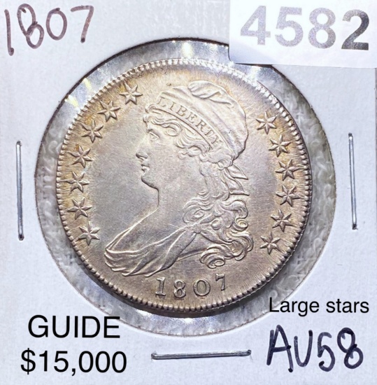 1807 Capped Bust Half Dollar CHOICE AU LRG STRS