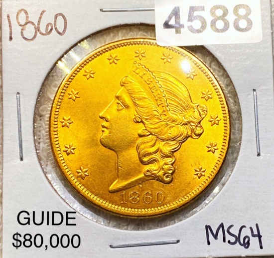 1860 $20 Gold Double Eagle CHOICE BU