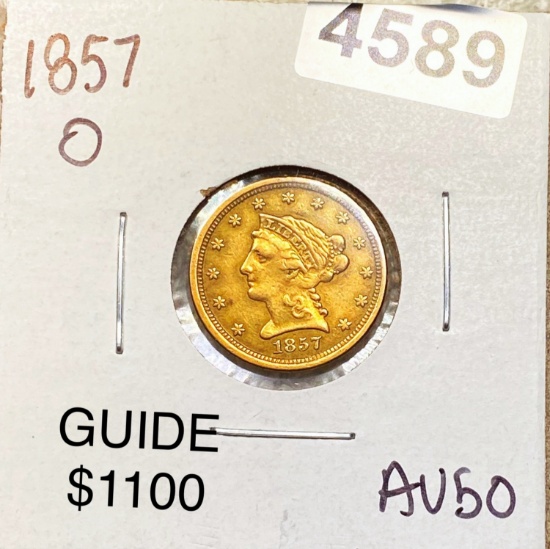 1857-O $2.50 Gold Quarter Eagle ABOUT UNCIRCULATED