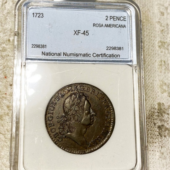 1723 Rosa Americana 2 Pence NNC - XF45