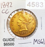 1892-CC $10 Gold Eagle UNCIRCULATED