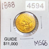 1888 $3 Gold Piece GEM BU