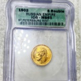1902 Russian Gold 5 Rouble ICG - MS65