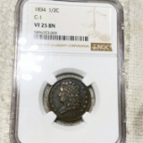 1834 Classic Head Half Cent NGC - VF 25 BN