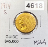 1914-S $5 Gold Half Eagle CHOICE BU