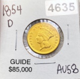 1854-D $3 Gold Piece CHOICE AU