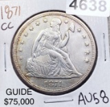 1871-CC Seated Liberty Dollar CHOICE AU