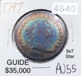 1797 Draped Bust Half Dollar CHOICE AU 9X7 STRS