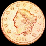 1831 Coronet Head Large Cent ABOUT UNC