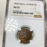 1858 Flying Eagle Cent NGC - AU53 SML LETTERS