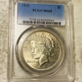 1935 Silver Peace Dollar PCGS - MS62