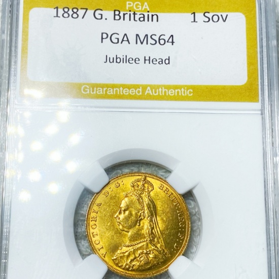 1887 G. Britain Gold Soverign NGC - MS64 JUBILEE