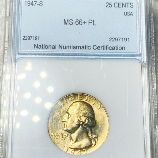 1947-S Washington Silver Quarter NNC - MS 66+ PL
