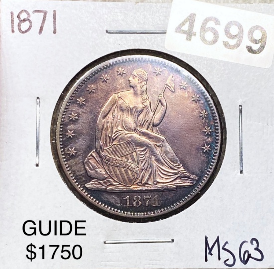 1871 Seated Liberty Half Dollar CHOICE BU
