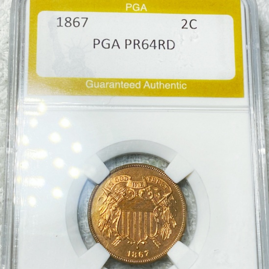 1867 Two Cent Piece PGA - PR 64 RD