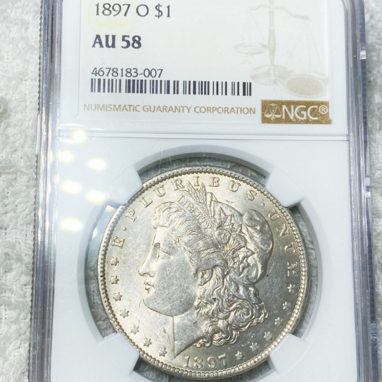 1897-O Morgan Silver Dollar NGC - AU58