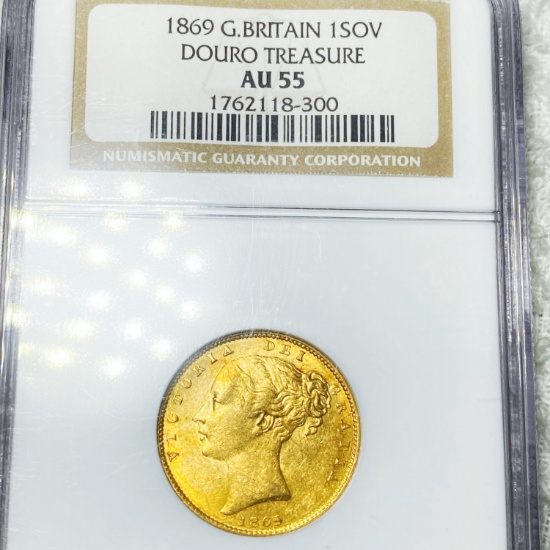 1869 G. Britain Gold Soverign NGC - AU55