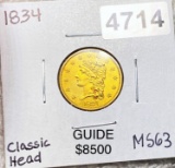 1834 $2.50 Gold Quarter Eagle CH BU CLASSIC HEAD
