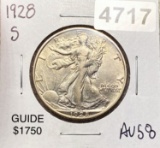 1928-S Walking Half Dollar CHOICE AU