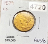 1879-CC $ 5 Gold Half Eagle CHOICE AU