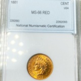 1881 Indian Head Penny NNC - MS 66 RED