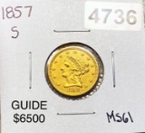 1857-S $2.50 Gold Quarter Eagle UNCIRCULATED