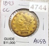 1893-CC $10 Gold Eagle CHOICE AU
