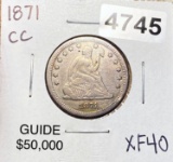 1871-CC Seated Liberty Quarter LIGHT CIRC