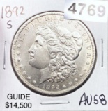 1892-S Morgan Silver Dollar CHOICE AU