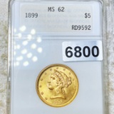 1899 $5 Gold Half Eagle ANA - MS62