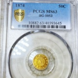 1874 Cal. Round Gold Half Dollar PCGS - MS63