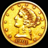 1901-S $5 Gold Half Eagle UNCIRCULATED