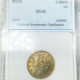 1912-D Liberty Victory Nickel NNC - MS65