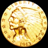 1913 $2.50 Gold Quarter Eagle NEARLY UNC