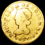 1827 Colombia Gold Escudo NICELY CIRCULATED