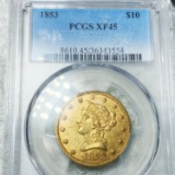 1853 $10 Gold Eagle PCGS - XF45