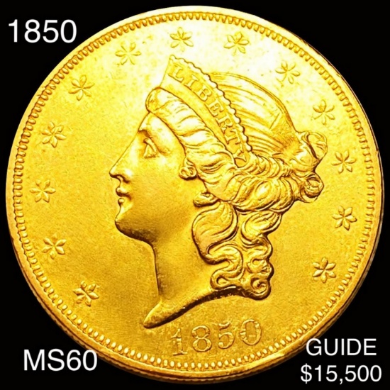 1850 $20 Gold Double Eagle UNCIRCULATED