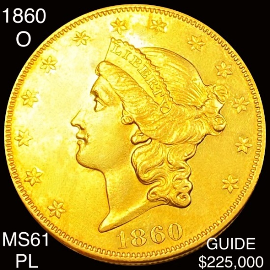 1860-O $20 Gold Double Eagle UNCIRCULATED PL