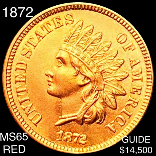 1872 Indian Head Penny GEM BU RED
