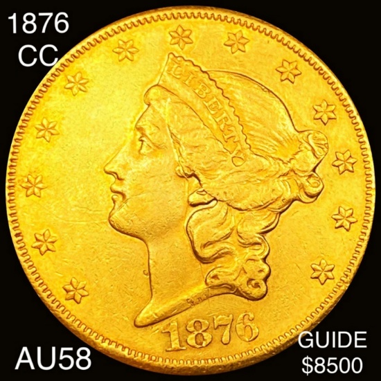1876-CC $20 Gold Double Eagle CHOICE AU
