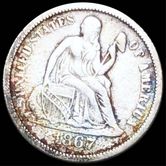 1867-S Seated Liberty Dime XF