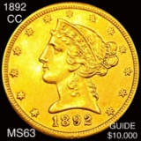 1892-CC $5 Gold Half Eagle CHOICE BU