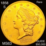 1858-S $20 Gold Double Eagle CHOICE BU